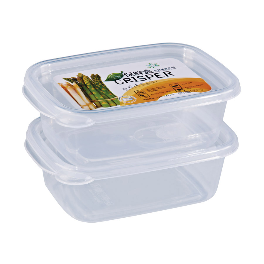 R-6059 精美微波食物保鮮盒（2個裝）材質：PP 容量：（500ml） 產品尺寸：長16.8x寬11.2x高5.5.